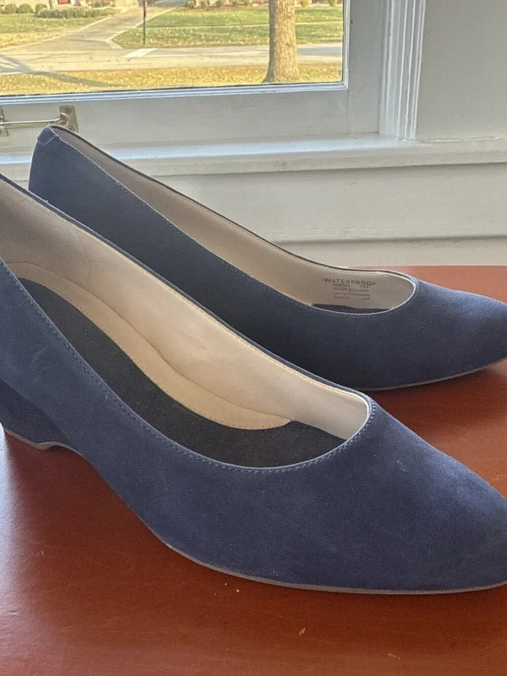 COLE HAAN Women’s Grand Ambition Wedge Pumps Shoes 7.5 waterproof blue suede